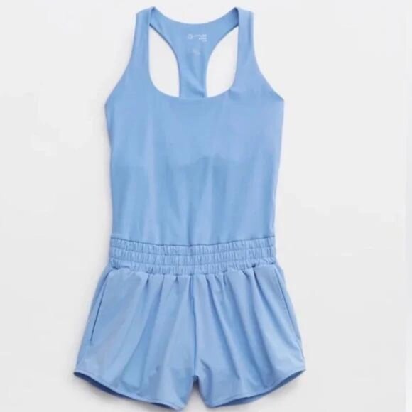 Aerie Hot Stuff Romper in Blue - Picture 2 of 7